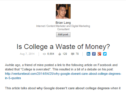 LinkedIn College Waste Money